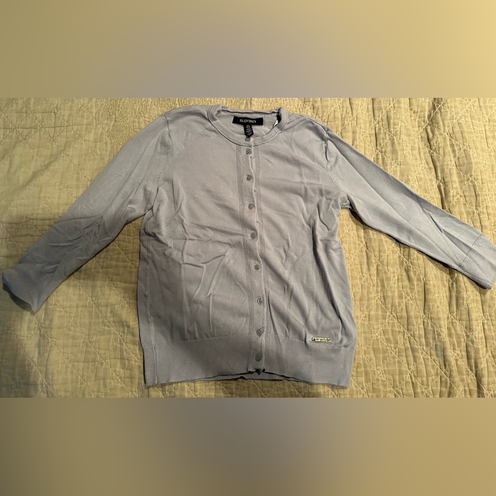 Light Lavender Women’s-Ellen Tracy Button-Up Cardigan-Size-Small-stain on sleeve